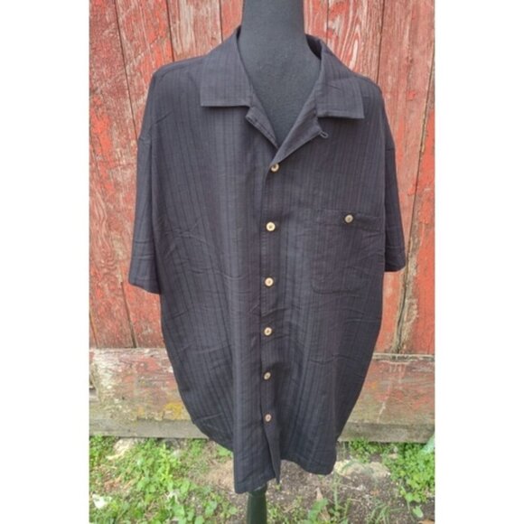 Mens XXL Button Up Shirt Island Shores Black - Picture 1 of 4